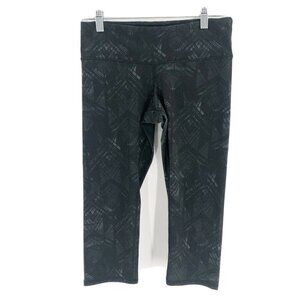 ALO Yoga Crop Leggings Black Green Sz Small